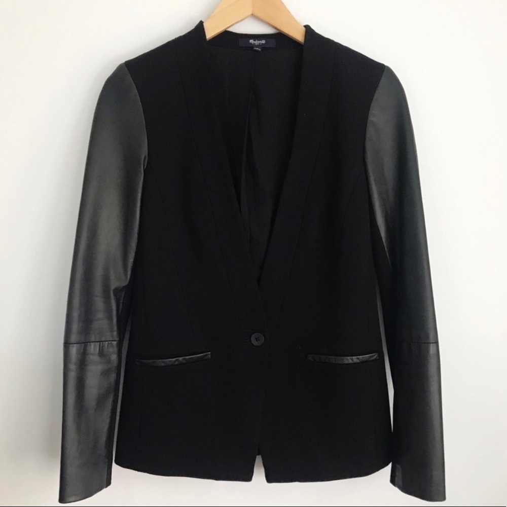 Madewell Black leather detail Blazer like new